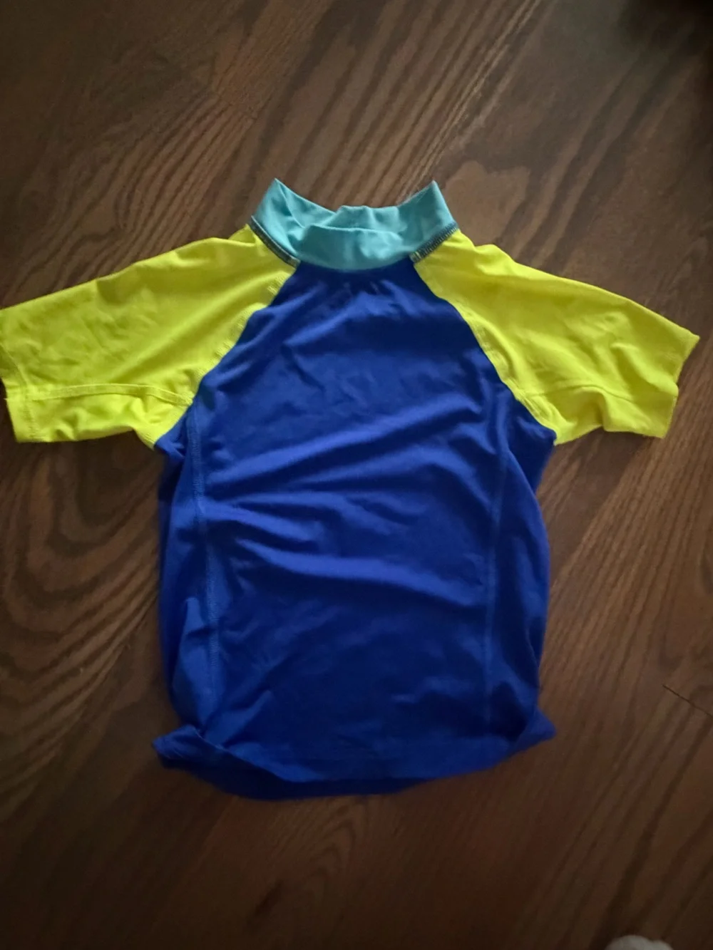 Lands' End Kids One-Piece Swim Suit in Neon Yellow, Royal Blue & Aqua